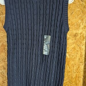 Navy Cable Knit Sleeveless Sweater
